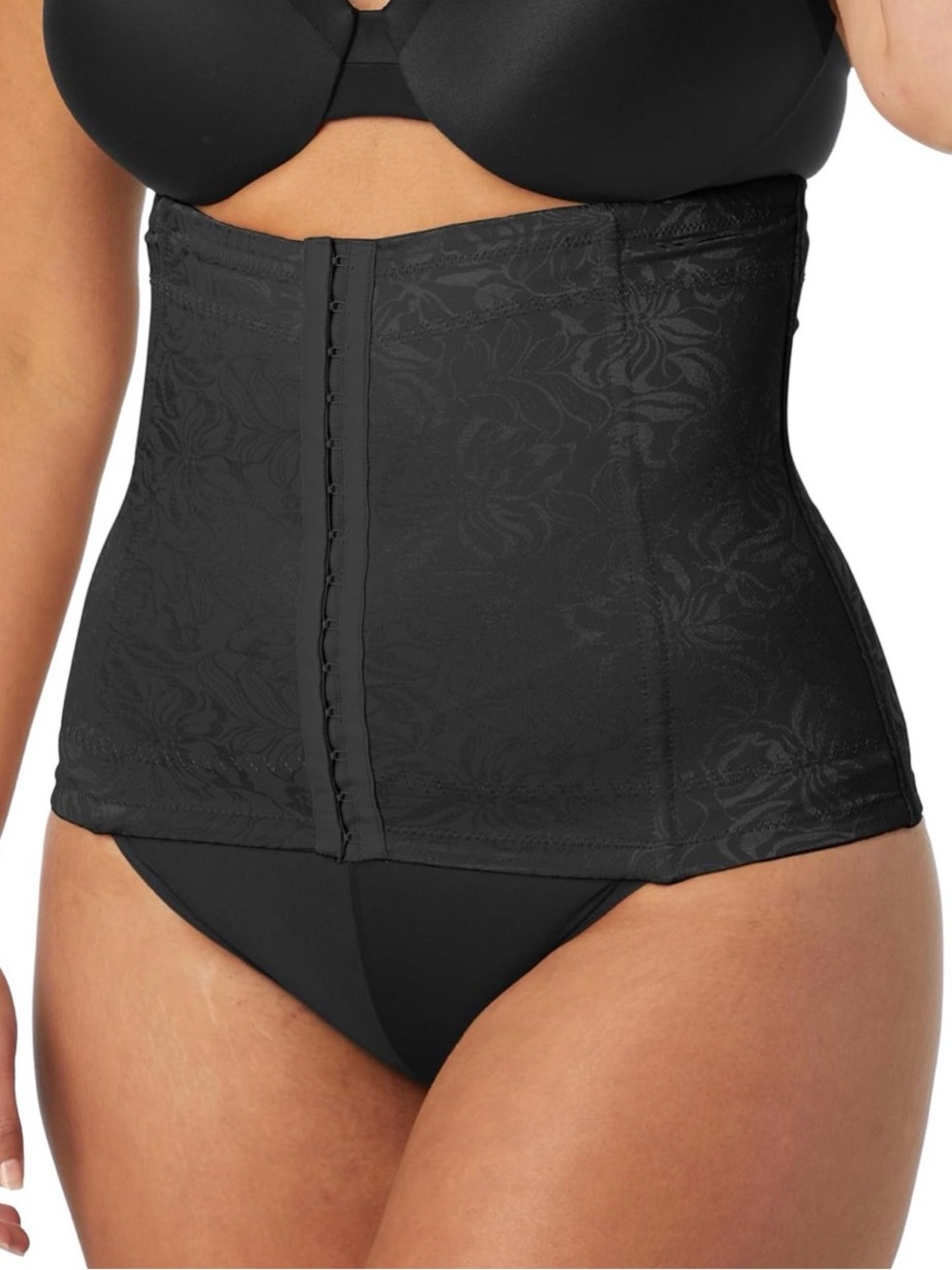 Maidenform Black Jacquard High-Waist Tummy Shapewear Corset Small